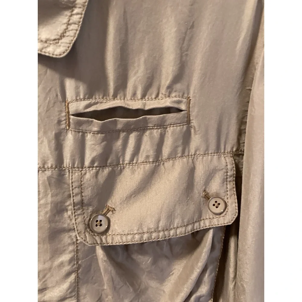 Cartonnier Anthropologie Pia Silk Bomber Jacket Zip Utility Size S Khaki‎ Tan